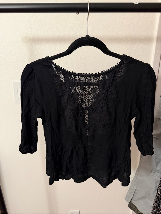 Urban Outfitters Tops - Urban Outfitters Black Lace-Inset Peasant Blouse